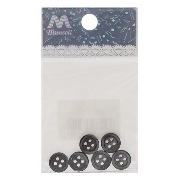 ボタン 『シャツボタン 10mm 6ヶ入 全3色 PVSO9001 09:黒』