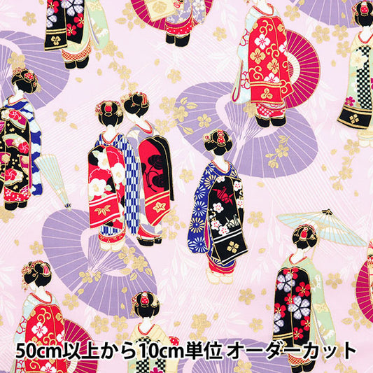 [From quantity 5] Fabric 『Scare Print Maiko Han pattern thin peach SQ35412-B]