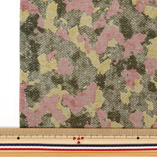 [Cantidad a partir de 5] Tela 『láminasCepillado TweedComo camuflaje rojo x amarillo AP55805-1A"