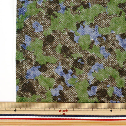 【数量5から】 生地 『シーチング起毛 ツイードライク 迷彩 ブルー×グリーン AP55805-1D』