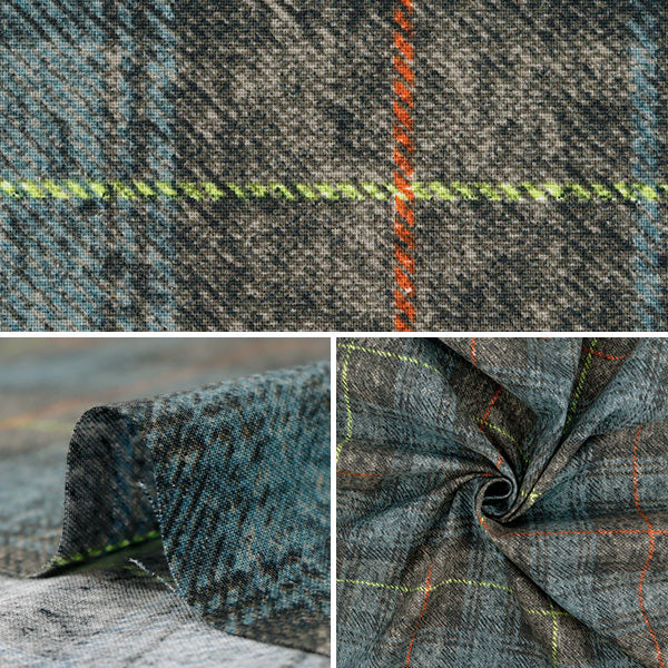 [الكمية تبدأ من 5] الأقمشة 『الأغطيةتم تجاهله التويدمثل فحص فاتح الأزرق x رمادي AP55805-2A"