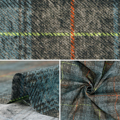 [الكمية تبدأ من 5] الأقمشة 『الأغطيةتم تجاهله التويدمثل فحص فاتح الأزرق x رمادي AP55805-2A"