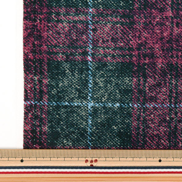 【数量5から】 生地 『シーチング起毛 ツイードライク チェック ピンク×ネイビー AP55805-2C』