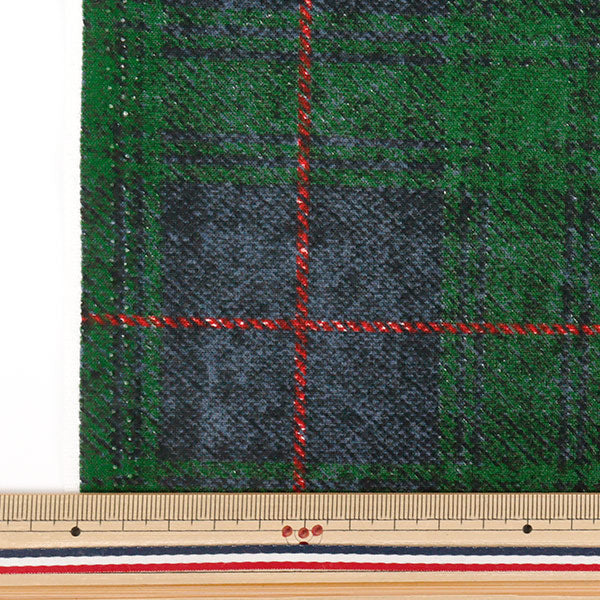 【数量5から】 生地 『シーチング起毛 ツイードライク チェック グリーン×ネイビー AP55805-2D』