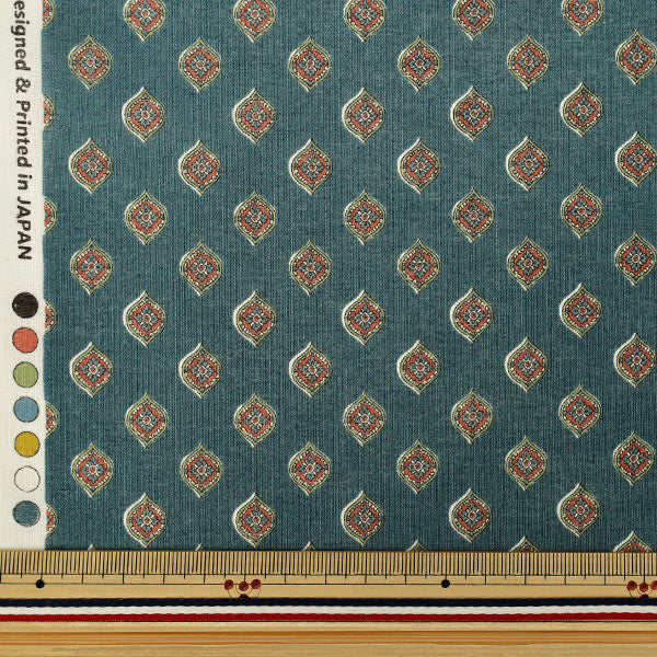 【수량 5부터】 천・원단 "실키라이크코튼 소문 무늬 블루 그린 SP6000-1D』