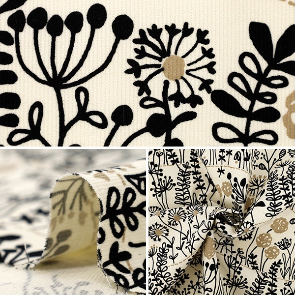 [Quantity from 5] Fabric "Uhayako Cloth Shirt Coal Heaven Wildflower Ivory UP5977-A" COTTON KOBAYASHI