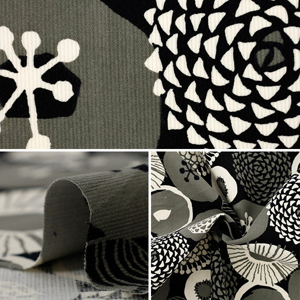 [Quantity from 5] Fabric "Uhayako Cloth Shirt Coal Heaven Ink Blue Flower Black UP5978-B" COTTON KOBAYASHI