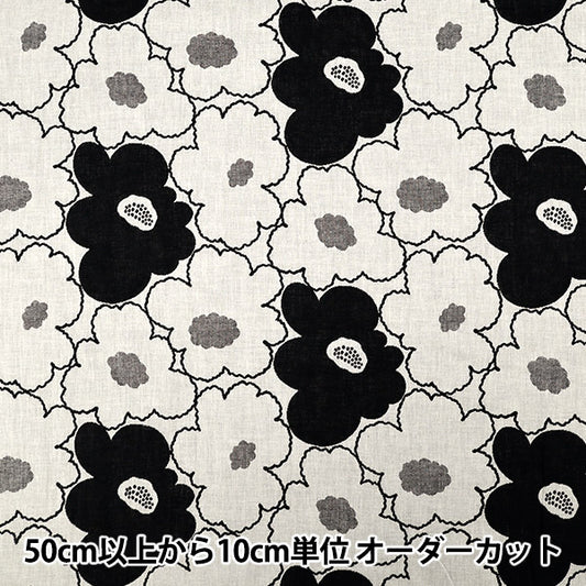[Quantity from 5] Fabric “Uhayako cloth Banshuori double weaveJacquard Peach flower black UP5992-A" COTTON KOBAYASHI