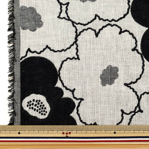 [Quantité à partir de 5] Tissu «Tissu Uhayako Banshuori double tissageJacquard Fleur de pêcher noir UP5992-A" COTTON KOBAYASHI
