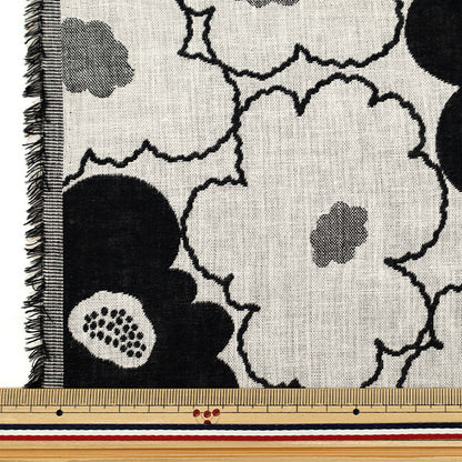 [Quantité à partir de 5] Tissu «Tissu Uhayako Banshuori double tissageJacquard Fleur de pêcher noir UP5992-A" COTTON KOBAYASHI