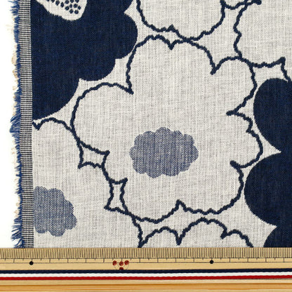 [Quantité à partir de 5] Tissu «Tissu Uhayako Banshuori double tissageJacquard Fleur de pêcher bleu UP5992-B" COTTON KOBAYASHI