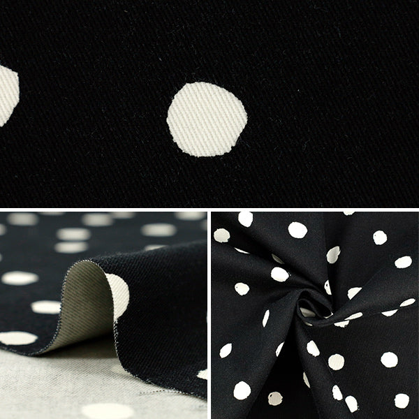 Woolly Cotton Random Dot Black Fabric - Yuzawaya