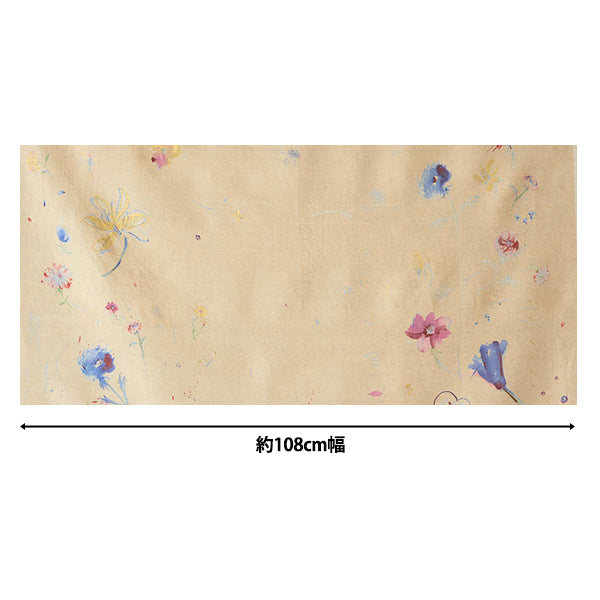 【数量5から】 生地 『ナニイロ リネン 薄手 hana no toki niwa C番色 EGX-11441-1C』 KOKKA コッカ