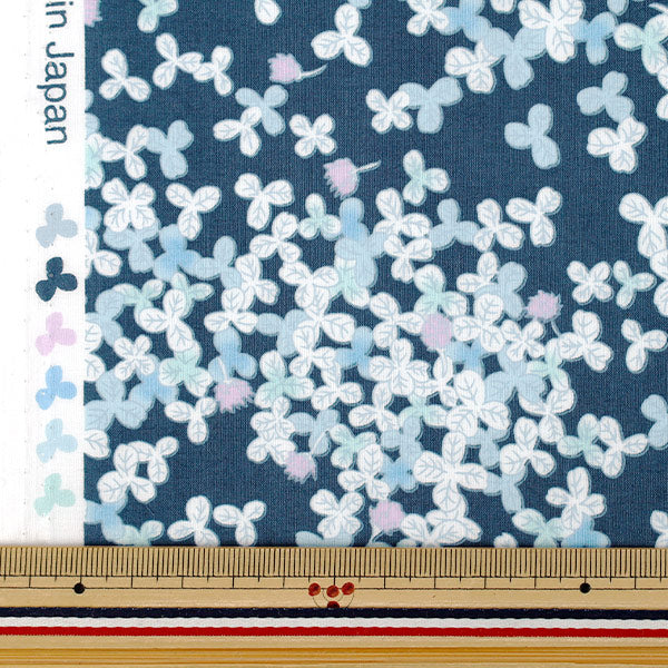 【数量5から】 生地 『60ローンやわらか風合い加工 スプリングクローバー ネイビー 60LA-SC-NV』