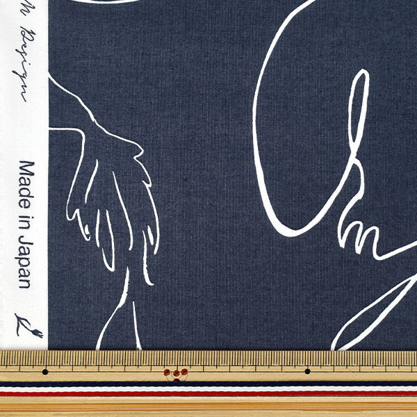 [Quantity from 5] Fabric 『60LawnSoft texture processing Drawing Navy 60LA-DR-NV”