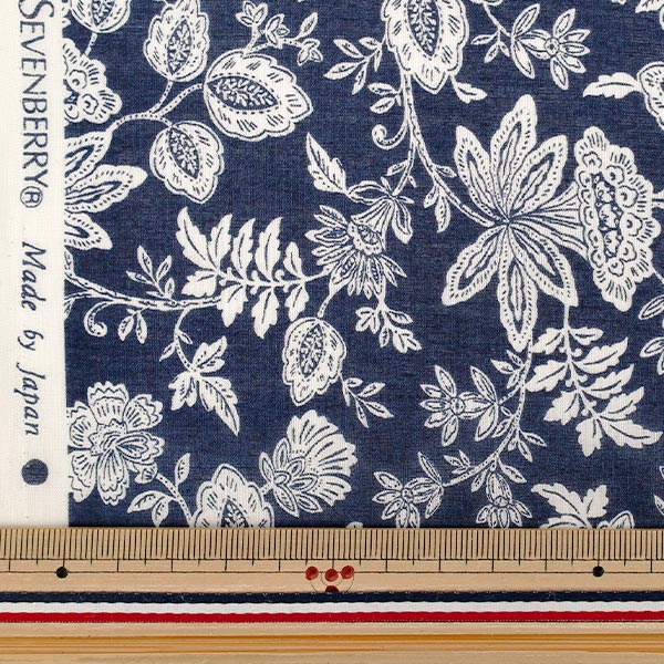 [Quantity from 5] Fabric ``80 silk veilLawn Simple calico navy B83078Z-1-6”