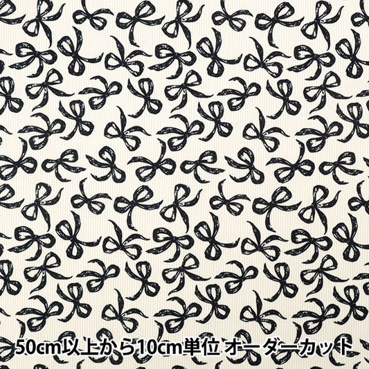 [Quantité à partir de 5] Tissu ``Bon appel Ruban Blanc cassé x noir NRF-16-OWBK"