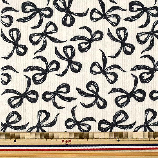 [Quantité à partir de 5] Tissu ``Bon appel Ruban Blanc cassé x noir NRF-16-OWBK"