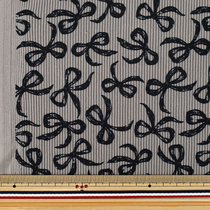 [Quantité à partir de 5] Tissu ``Bon appel Ruban Gris x Noir NRF-16-CGRY"