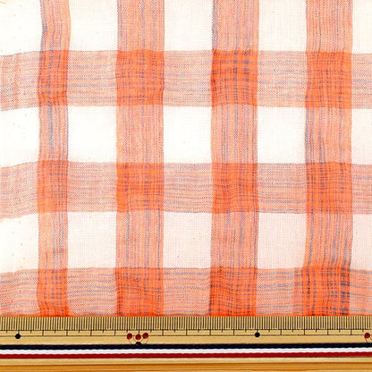 [Quantità da 5] Tessuto "Tessuto Tendenza Quadri Colorati Arancione TF-93LP” KIYOHARA