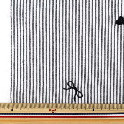 【数量5から】 生地 『ストライプ刺繍 ブラック TF-96BK』