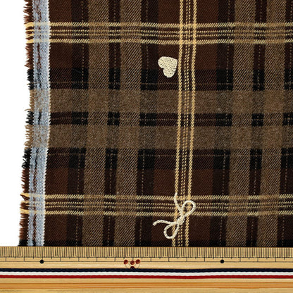 [Quantité à partir de 5] Tissu "Broderie à carreaux tartan teint en fil marron TF-97-BE”