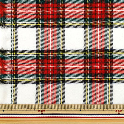[Quantity from 5] Fabric "Flexible brushed check tartan check red x white TRC25-T1" 【YuzawayaOriginal】