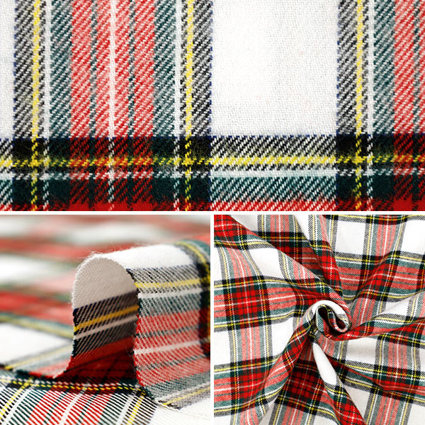 [Quantity from 5] Fabric "Flexible brushed check tartan check red x white TRC25-T1" 【YuzawayaOriginal】