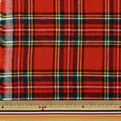 [Quantity from 5] Fabric "Flexible brushed check tartan check red TRC25-T2" 【YuzawayaOriginal]