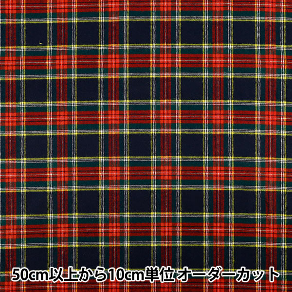[Quantity from 5] Fabric "Flexible brushed check tartan check red x navy TRC25-T3" 【YuzawayaOriginal]