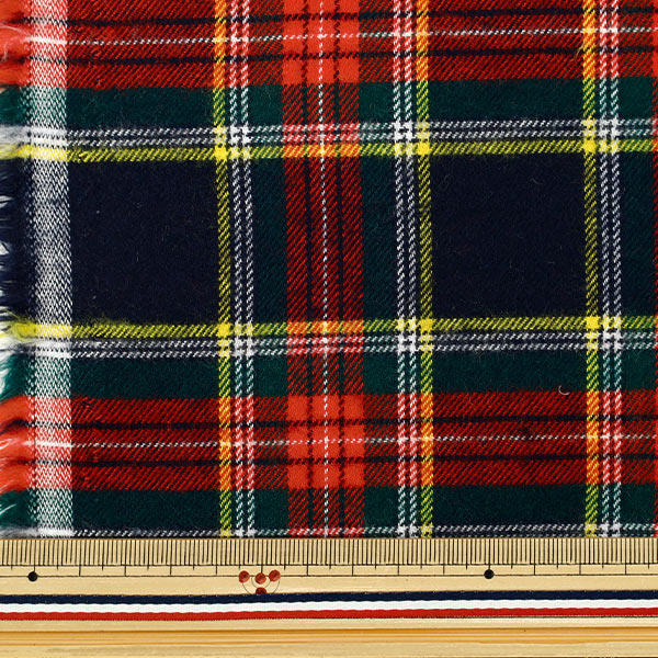 [Quantity from 5] Fabric "Flexible brushed check tartan check red x navy TRC25-T3" 【YuzawayaOriginal]