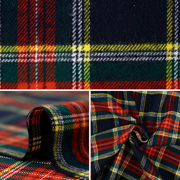 [Quantity from 5] Fabric "Flexible brushed check tartan check red x navy TRC25-T3" 【YuzawayaOriginal]