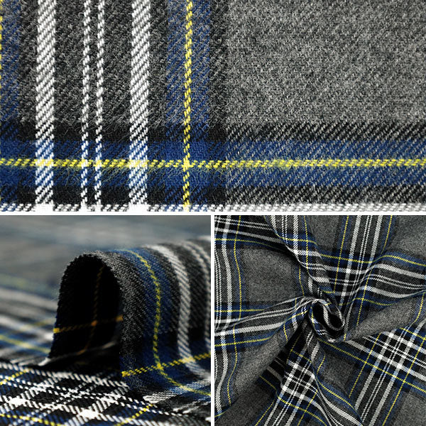 [Quantity from 5] Fabric "Flexible brushed check tartan check gray TRC25-T5" 【YuzawayaOriginal]