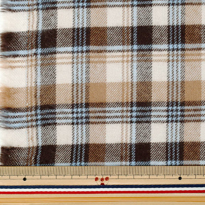【数量5から】 生地 『しなやか起毛チェック タータンチェック モカ×ブルー TRC25-T9』 【ユザワヤオリジナル】