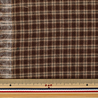 [Cantidad desde 5] Tela "Cuadros flexible cepillado marrón TRC25-K13" 【YuzawayaOriginales】