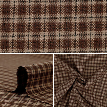 [Cantidad desde 5] Tela "Cuadros flexible cepillado marrón TRC25-K13" 【YuzawayaOriginales】