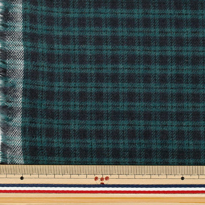 【数量5から】 生地 『しなやか起毛チェック グリーン×ネイビー TRC25-K12』 【ユザワヤオリジナル】