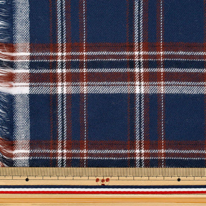【数量5から】 生地 『しなやか起毛チェック タータンチェック ブラウン×ネイビー TRC25-T4』 【ユザワヤオリジナル】