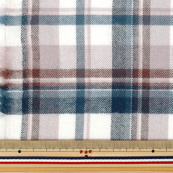 【数量5から】 生地 『しなやか起毛チェック タータンチェック ブラウン×ブルー TRC25-T8』 【ユザワヤオリジナル】