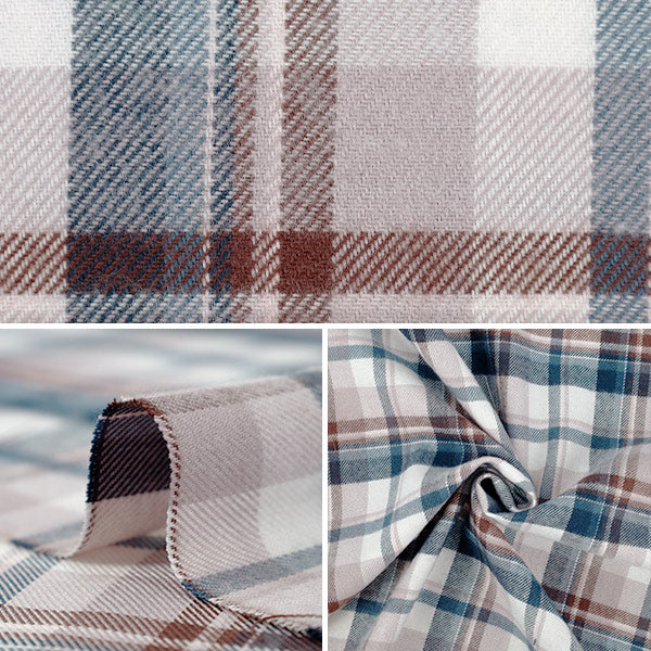 【数量5から】 生地 『しなやか起毛チェック タータンチェック ブラウン×ブルー TRC25-T8』 【ユザワヤオリジナル】