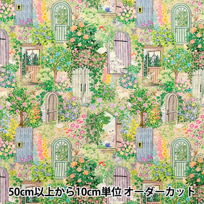 [Quantity starting from 5] Fabric "22fabric Cotton LinenSheeting Digital Print Secret Garden Pink DP-4856-4B"