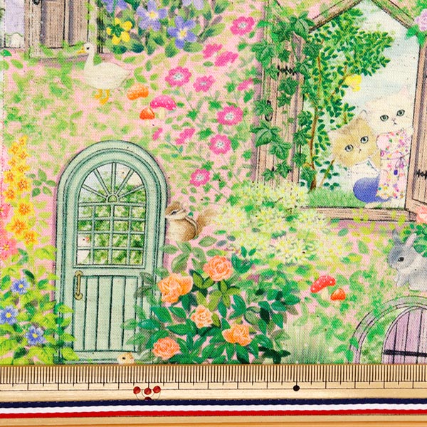 [Quantity starting from 5] Fabric "22fabric Cotton LinenSheeting Digital Print Secret Garden Pink DP-4856-4B"