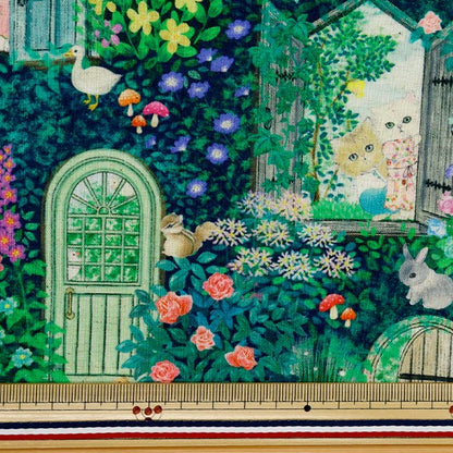 [Cantidad a partir de 5] Tela "22 lino de algodón fabricadoláminas Impresión digital Secret Garden Navy DP-4856-4C"