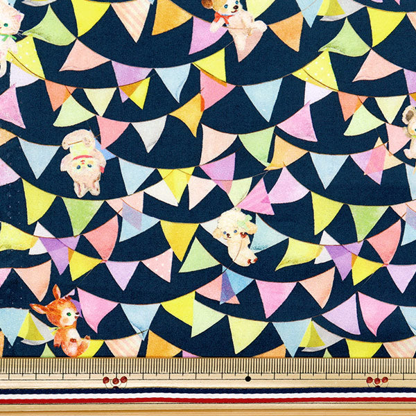 [Cantidad a partir de 5] Tela "22fabric Cotton 60 Préstamo impreso digital Flagster Navy DP-4440-5C"