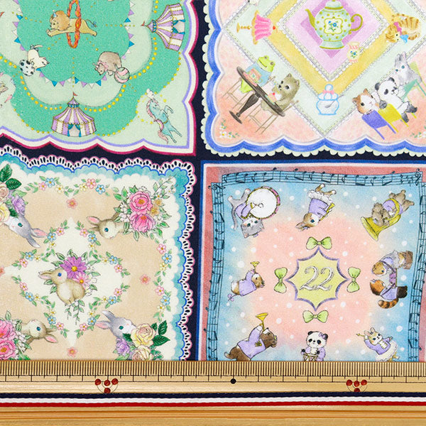 [Quantità a partire da 5] Tessuto "22 Fabric Cotton 60 prestito Digital Print Charmief Collector Off X Navy DP-4440-6C"