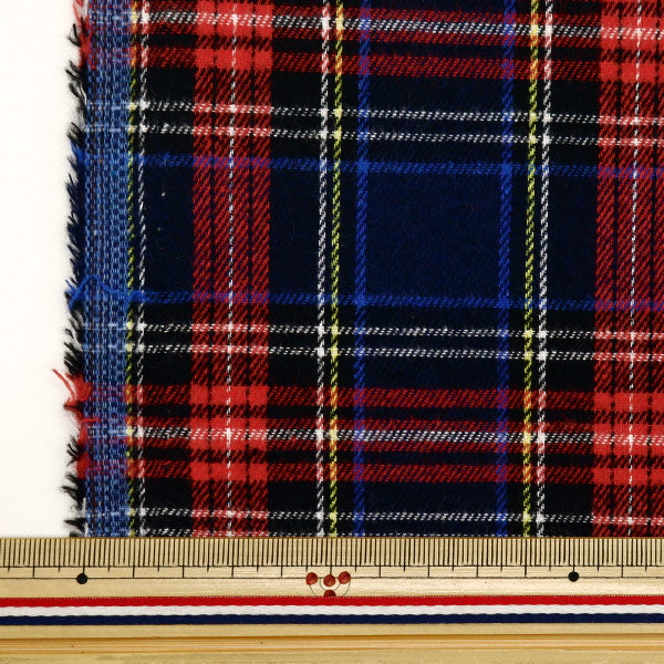 数量5から】 生地 『しわになりにくい 起毛チェック ネイビータータン