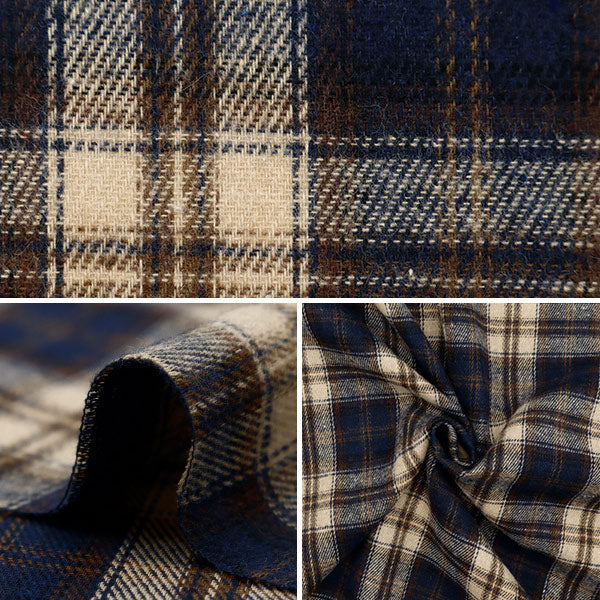 [From quantity 5] Fabric 『Fabric Wrinkle Brushed check blue check TC-CHE-4BL"