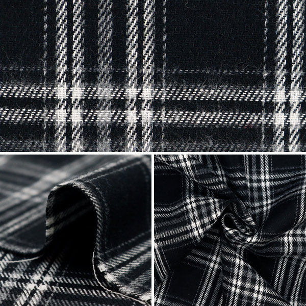 [From quantity 5] Fabric 『Fabric Wrinkle Brushed check black check TC-CHE-7BK"