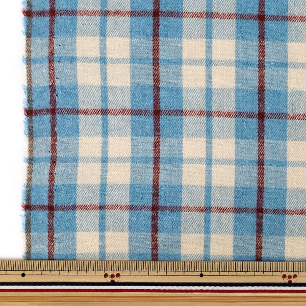 [À partir de la quantité 5] Tissu "infroissableCarreaux brossés bleu clair TCCHE-26LBL"