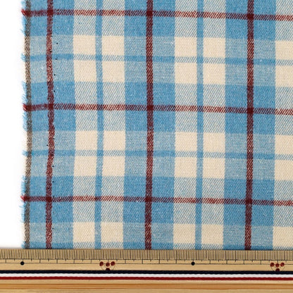 [À partir de la quantité 5] Tissu "infroissableCarreaux brossés bleu clair TCCHE-26LBL"